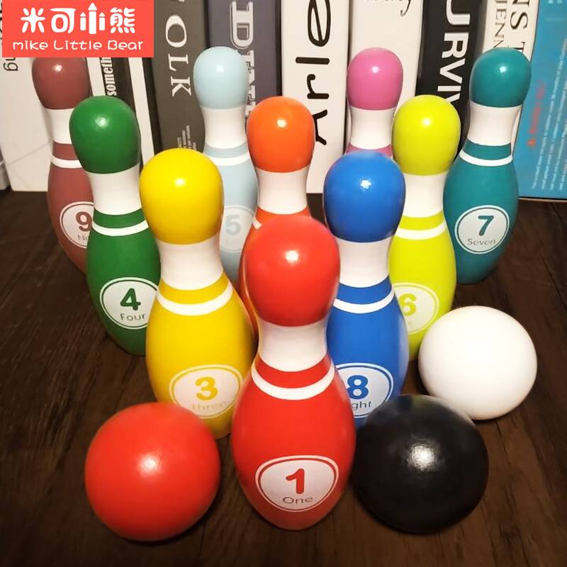 Solid wood bowling B [Large]+3 balls