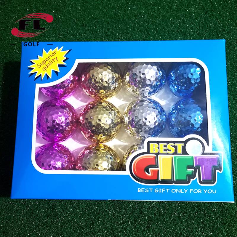 Buddhist sports new double -layer color golf ball practice ball electroplated ball gift ball