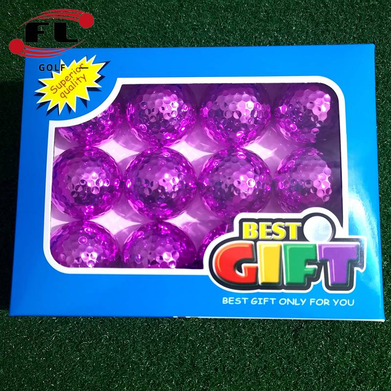 Buddhist sports new double -layer color golf ball practice ball electroplated ball gift ball