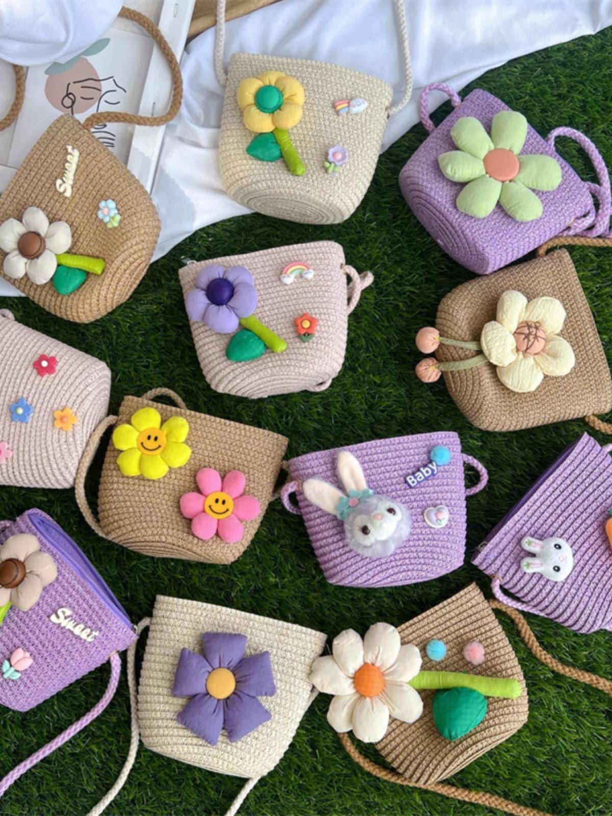 Selling cute artifact 1-8-year-old girl baggage holiday cherry grass editing shell bag female baby children shoulder bag pocket