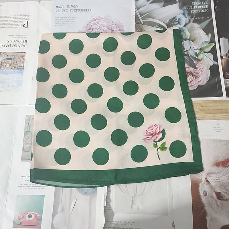 Green wave dot square scarf