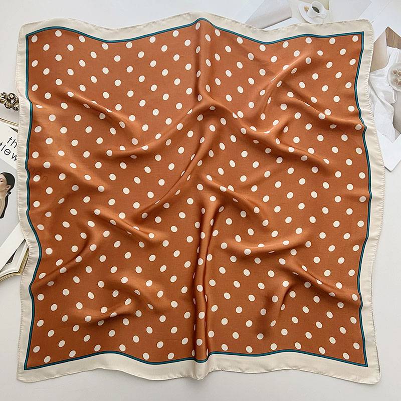 Brown wave dot square scarf