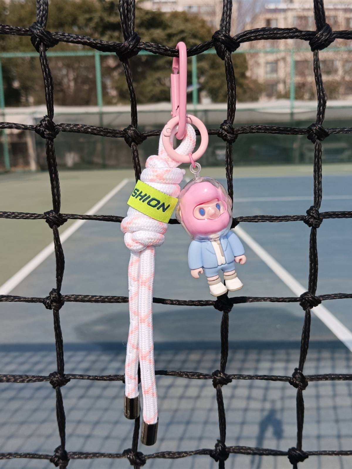 Pink tennis bag hanging decoration tennis pendant keychain peripheral creative New Year birthday gift cute rope art jewelry