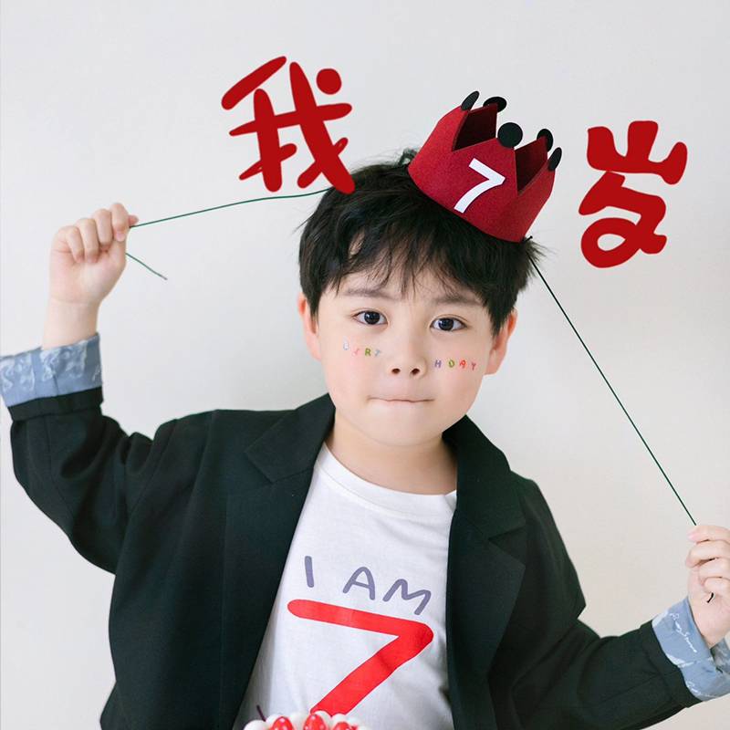 Xiaohongshu Red Crown Digital Birthday Hat Children's Birthday Hat Male Girls and Girls at the age