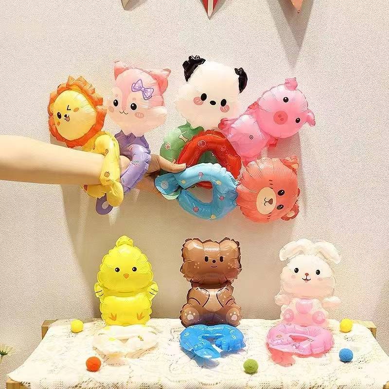Xiaohongshu is the same cute wrist balloon balloon children's birthday holiday cartoon gift Douyin net red aluminum film inflatable balloon
