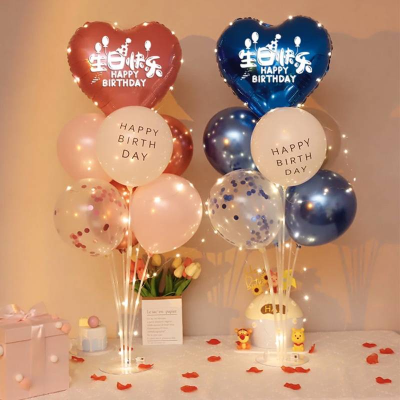 Blue Birthday Happy Table Drifting+Pink Birthday Happy Table Drifting+2 Light String