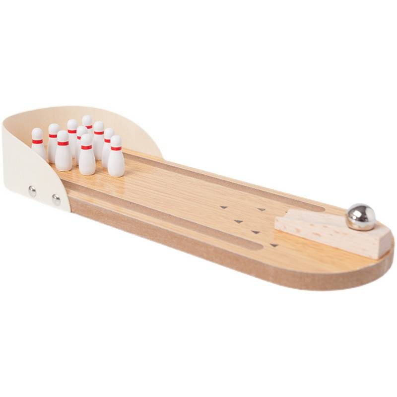 Wooden mini -bowling parent -child interactive desktop game children's early education benefit reduction indoor game ball toys