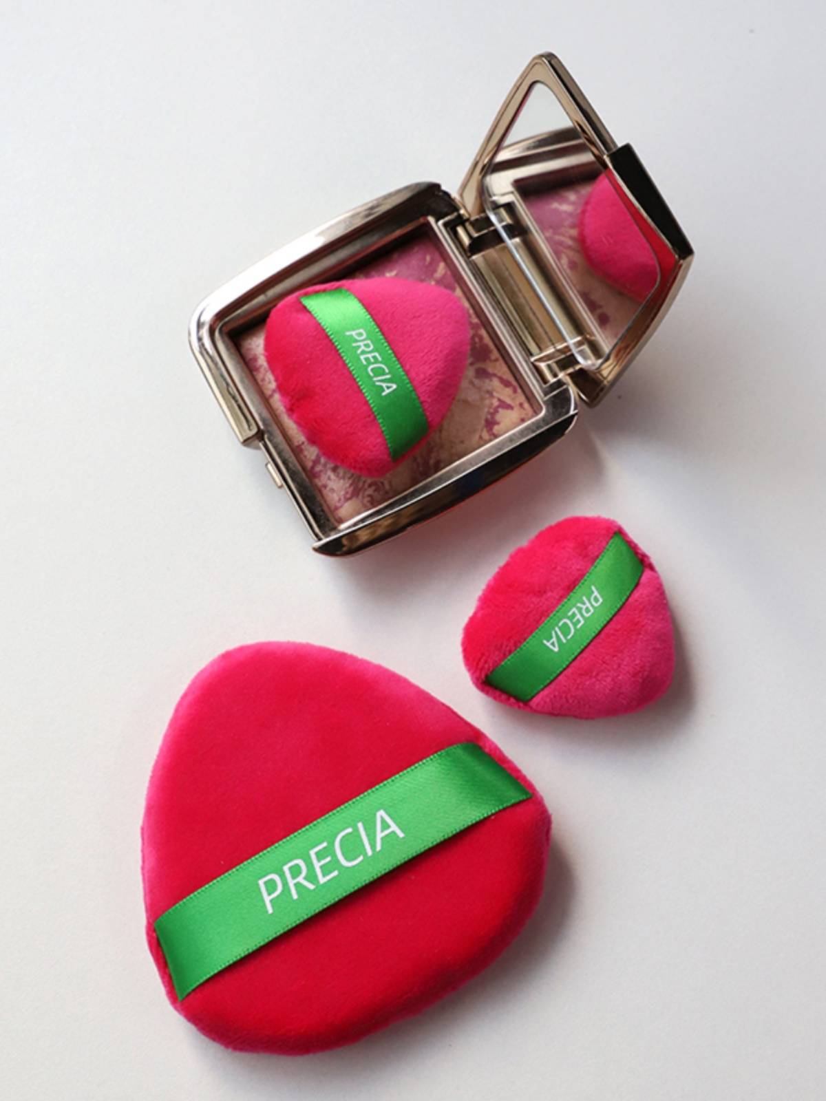 Precia/mini high -gloss blushing loose powder Subtoid makeup special easy to take powder large mini rose red sponge flutter