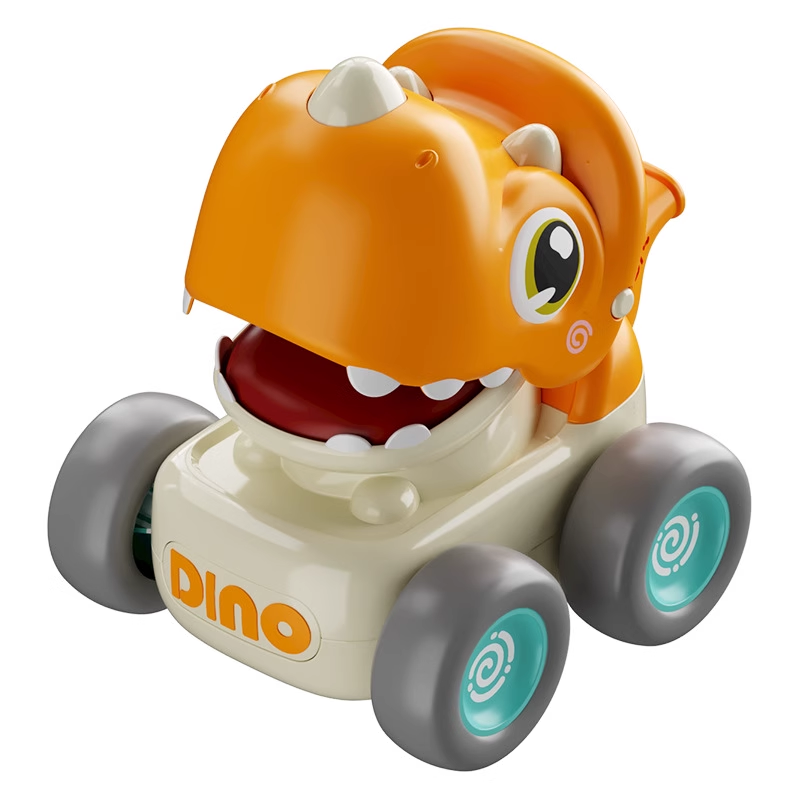 Children's fun inertia car with a whistle can change the face train puzzle interactive pressing dinosaur gear toy car