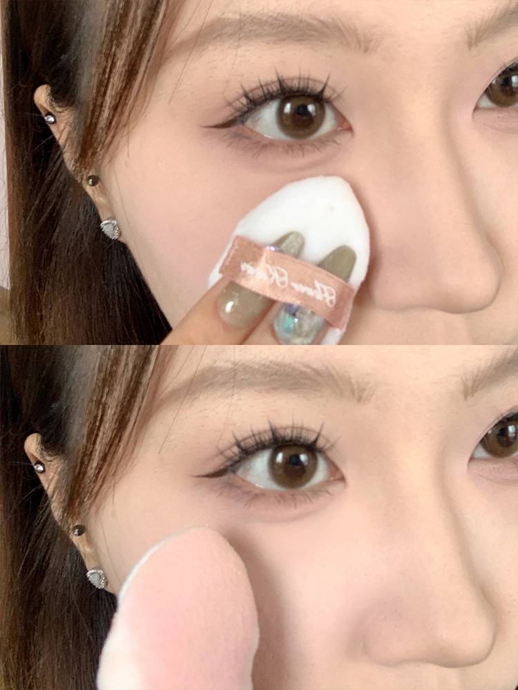 Hua knows that finger powder puff implanted velvet now blush fixed makeup, local brighter thumb powder puff unicorn hands holding mirror