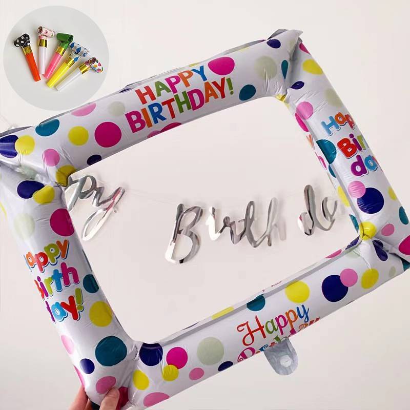White photo frame+3 branches of dragon mouth whistle