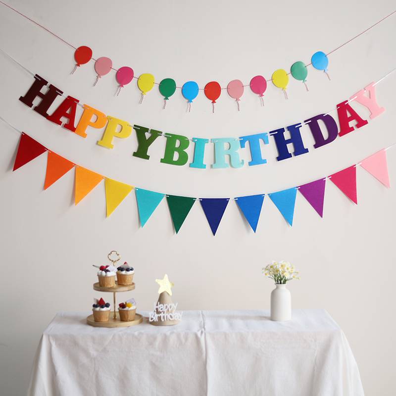 Non -woven rainbow birthday flag [including 3 pieces]