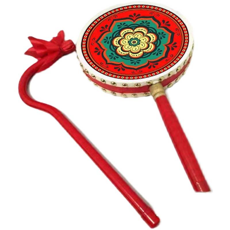cowhide hot Bagu dance props perform drum handle drums, children's adult Tibetan Reba drum watch acting test