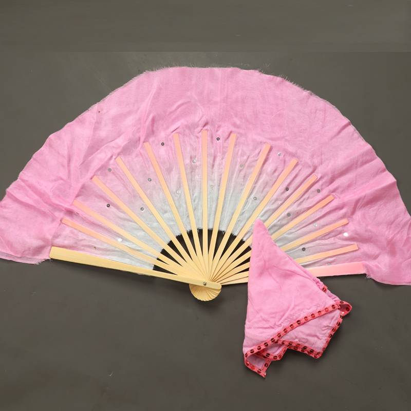 Yunnan flower drum lamp 8 -inch fan handkerchief children's real silk dance fan Chinese dancers association test special fan