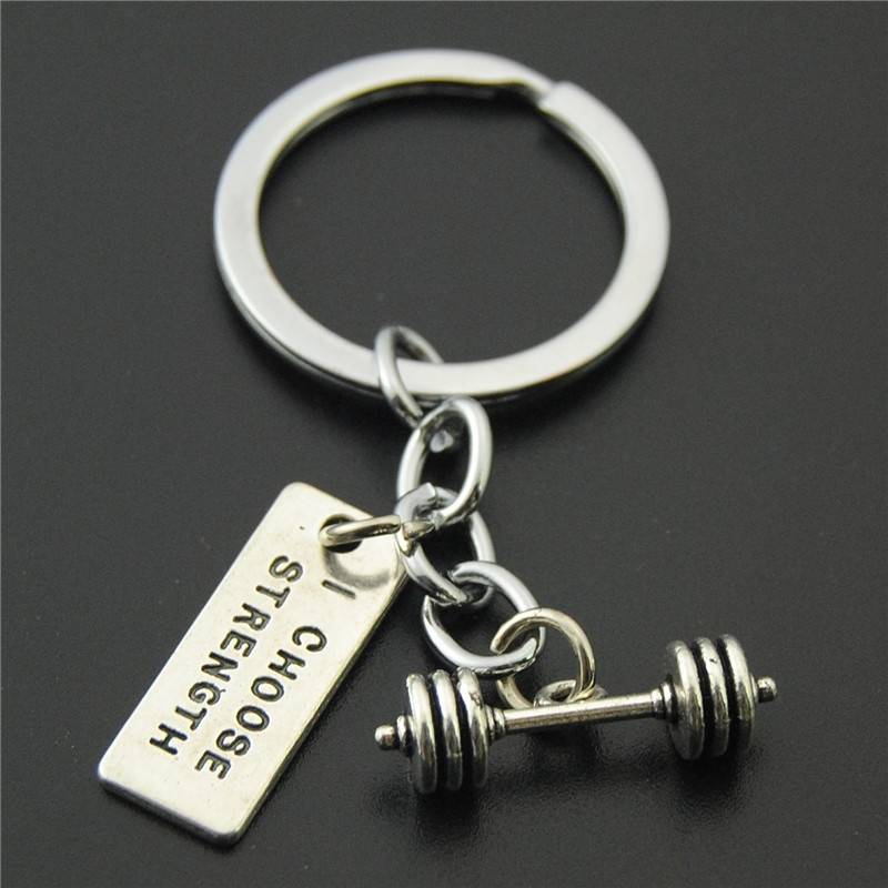 Strong /I CAN Barbin Barbin Dumbbell Dumbbell Fitness Equipment Keychain Cross -border e -commerce hot -selling