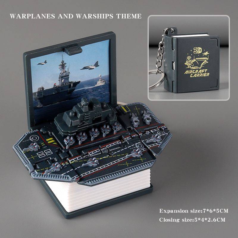 3D three -dimensional book [Military Battleship] Gray