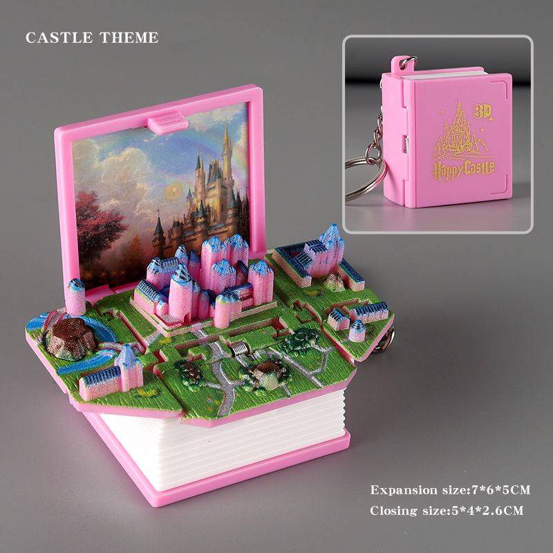 3D three -dimensional book [Castle] Pink