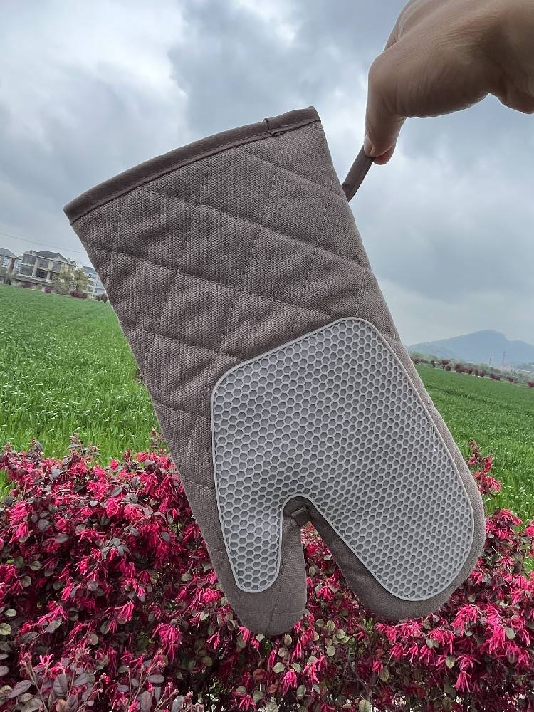Thick canvas silicone insulation high -temperature baking microwave oven bar bar bar bar bar, 500 degrees commercial long glove print logo
