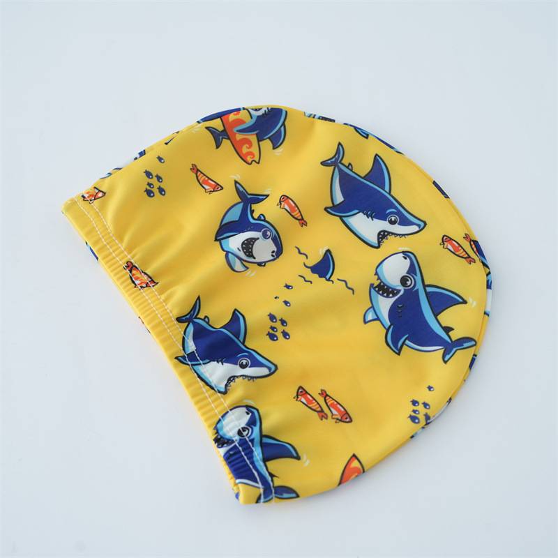 Shark Yellow Swimming Hat single installation