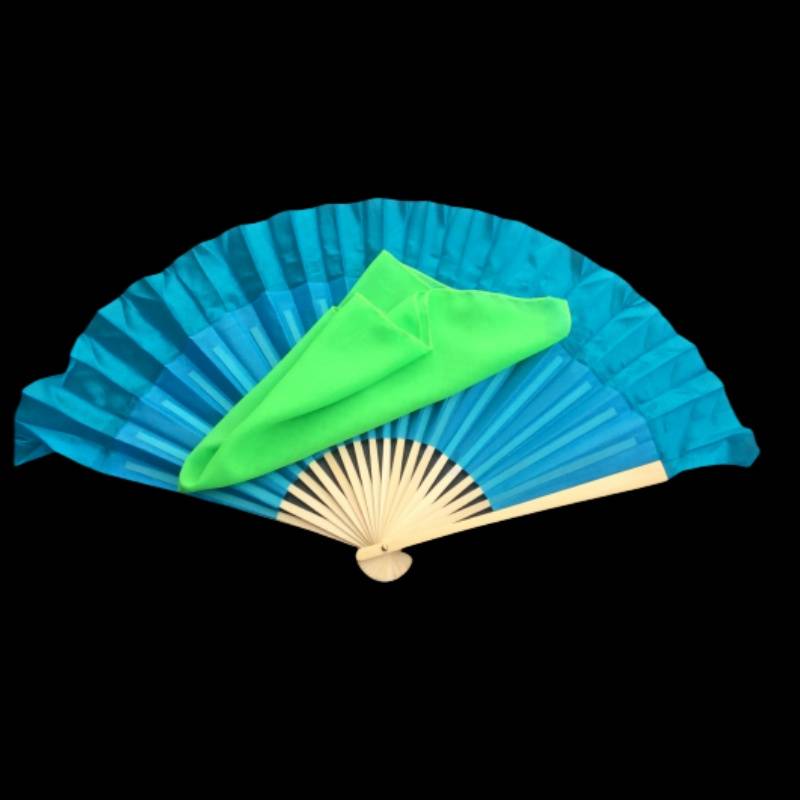 8 -inch real silk fan+48 silk scarf light green