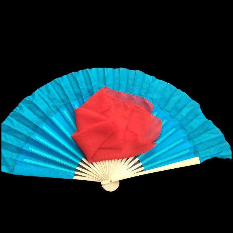 8 -inch real silk fan+48 silk scarf red
