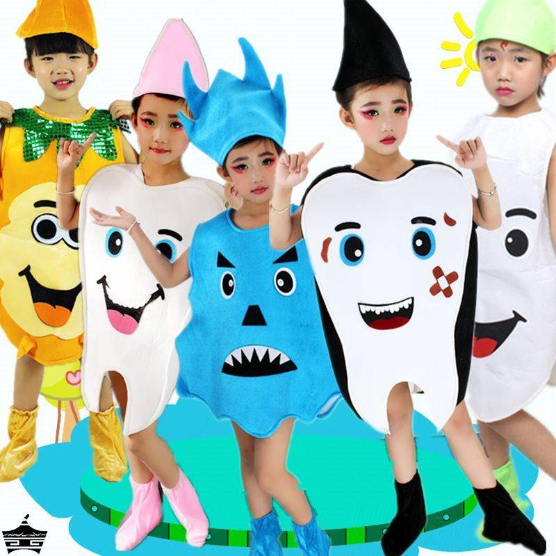 Dental bacterial battle performance service children's picture book scenarios, bacteria bacteria, tooth tooth brush props, clothes