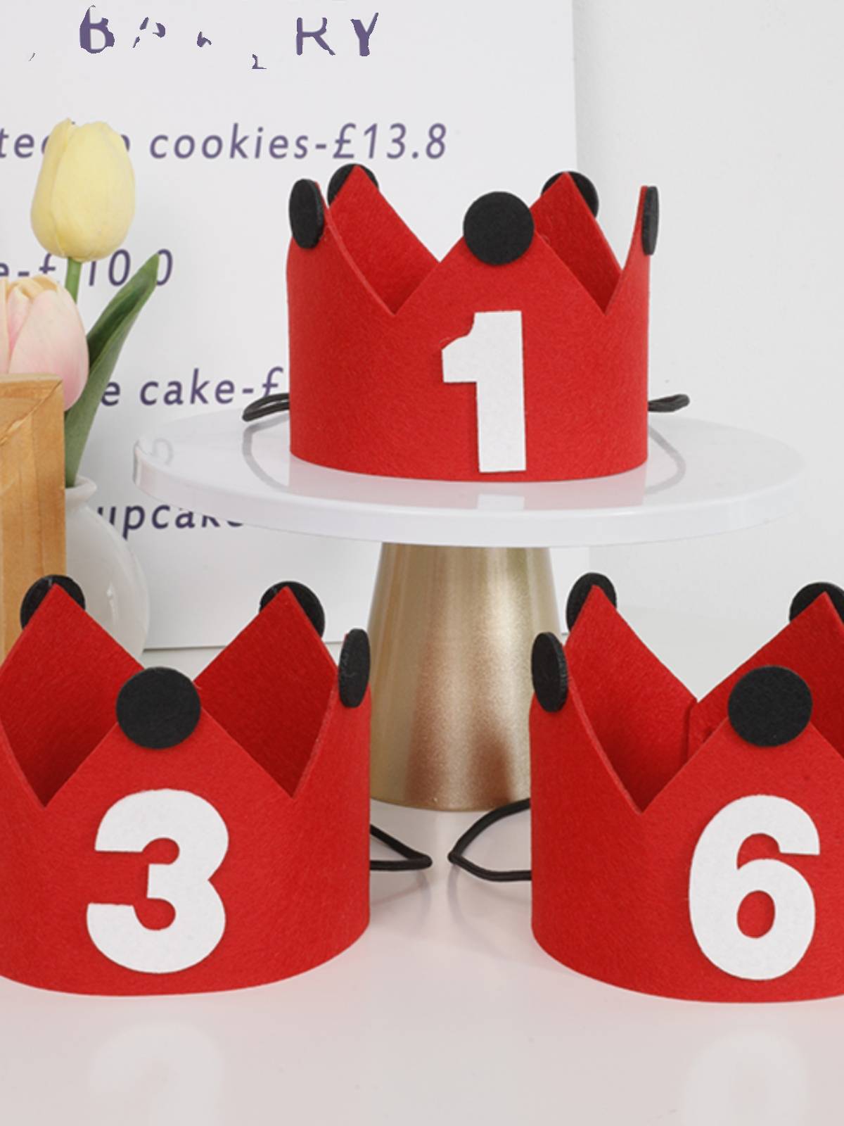 Xiaohongshu, the same red birthday hat, crown hat Ins letters balloons, children's year old birthday camera props