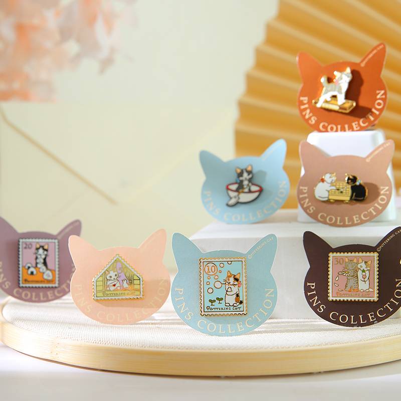 Japanese PotteringCat cat badge brooches cute stamp series daily coat accessories jewelry gift