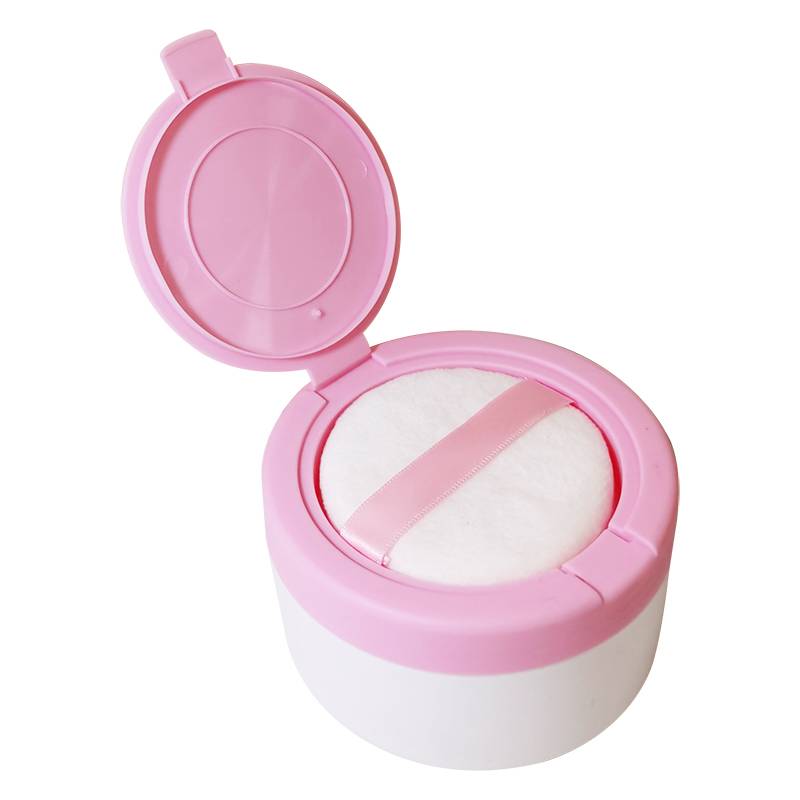 Cool body powder box empty box pink powder bin with powder puff children babies loose powder box baby special powder puff box