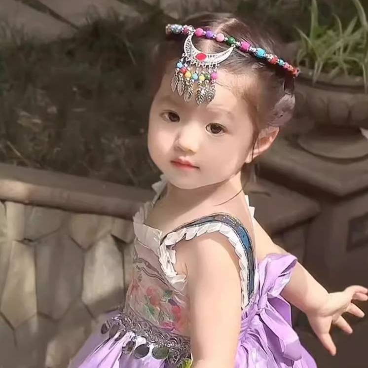 Children's ethnic monothenery hair decoration necklace necklace Miao people imitation silver -forehead female treasure ethnic minority hair accessories
