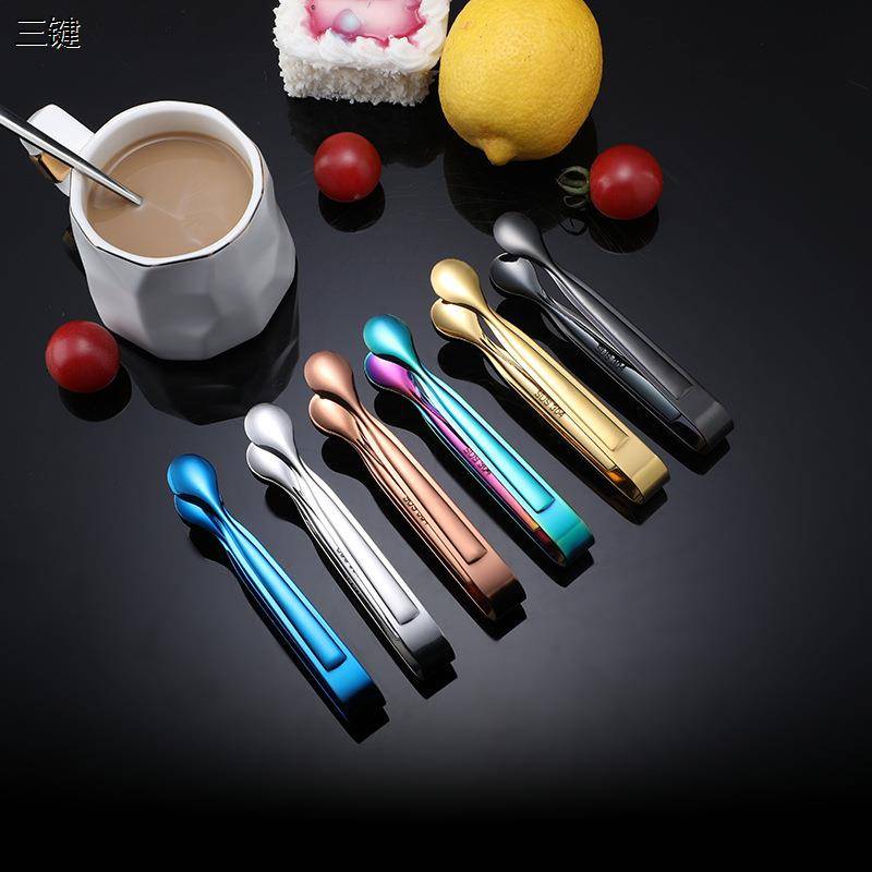 Three -key stainless steel circular ice clip sugar pinching towel coffee sugar pinch snack food coffee restaurant supplies