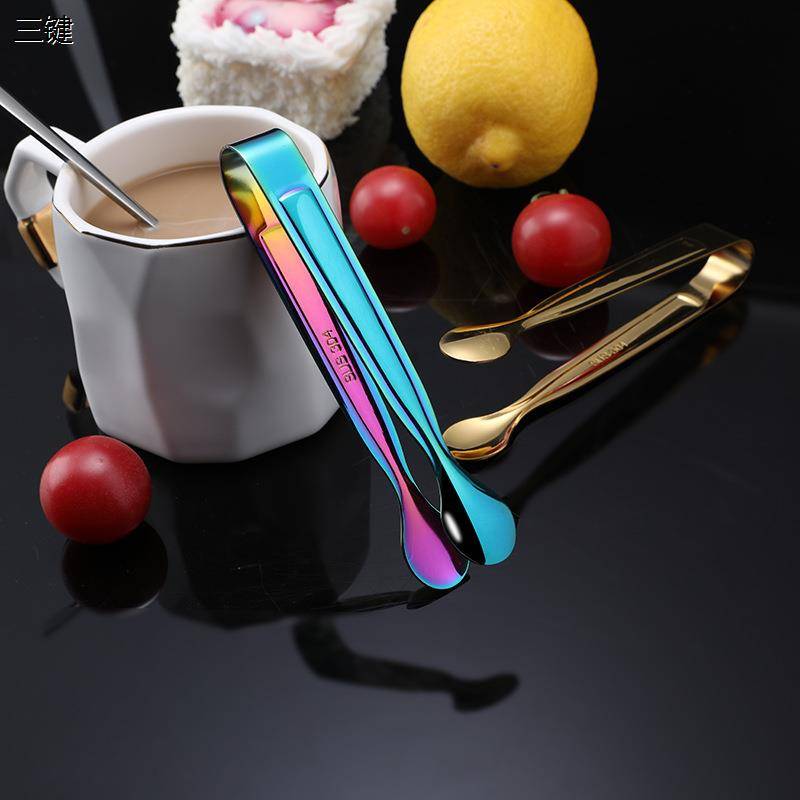 Three -key stainless steel circular ice clip sugar pinching towel coffee sugar pinch snack food coffee restaurant supplies