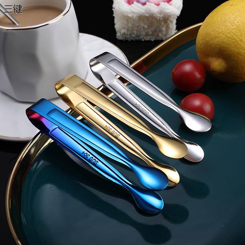 Three -key stainless steel circular ice clip sugar pinching towel coffee sugar pinch snack food coffee restaurant supplies