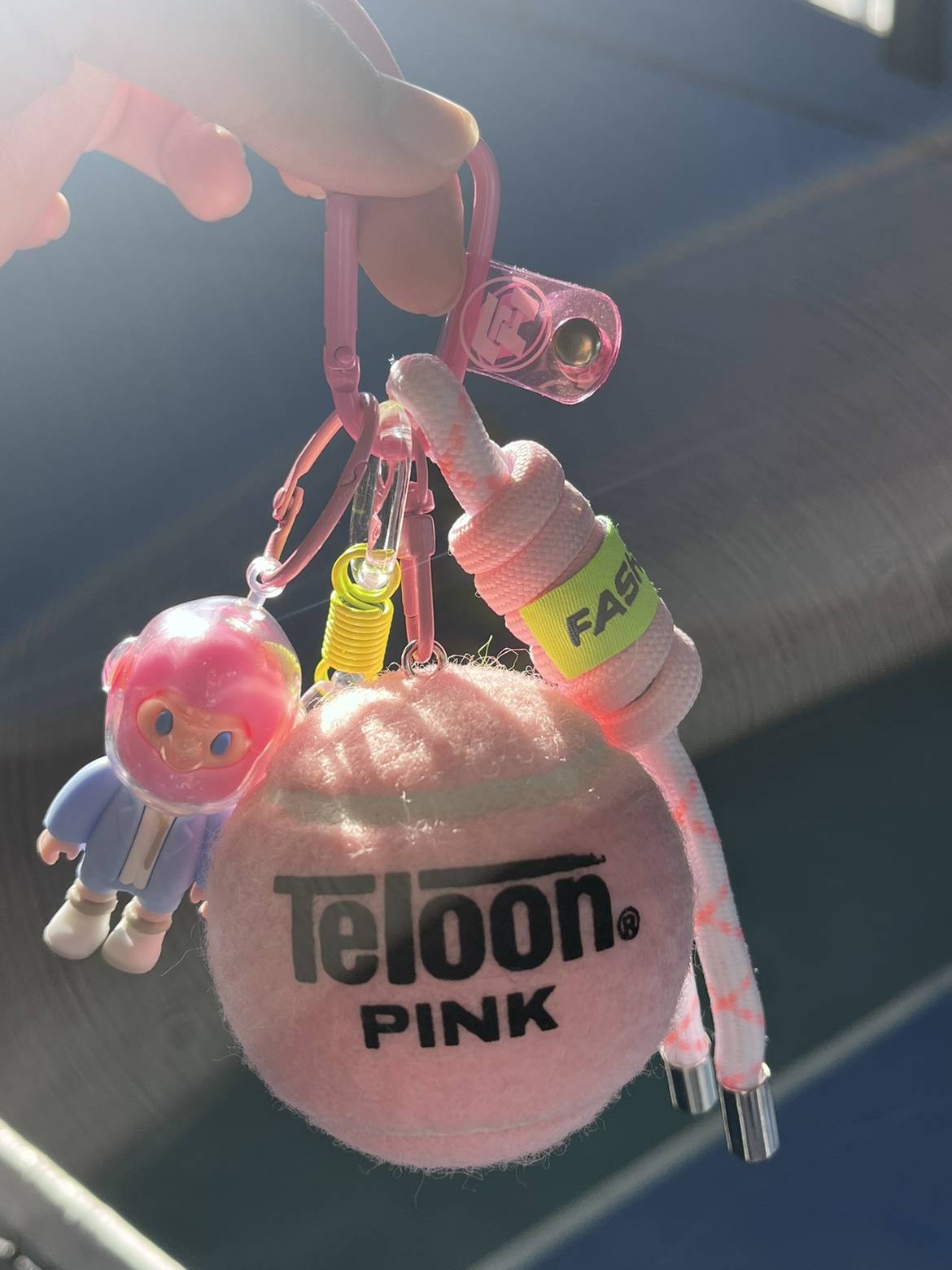 Pink Teloon custom tennis bag hanging tennis keychain tennis pendant