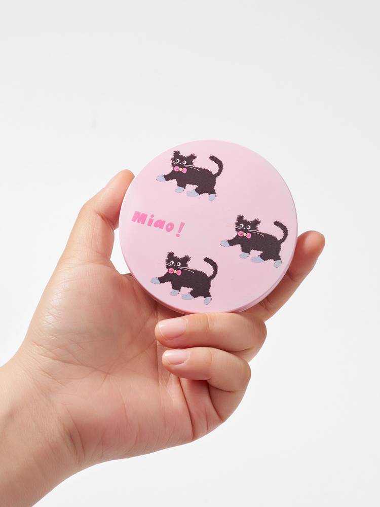 Xingdou ultra -thin loose powder box elastic net loose powder storage box container to send powder puff illustrator joint frying cat