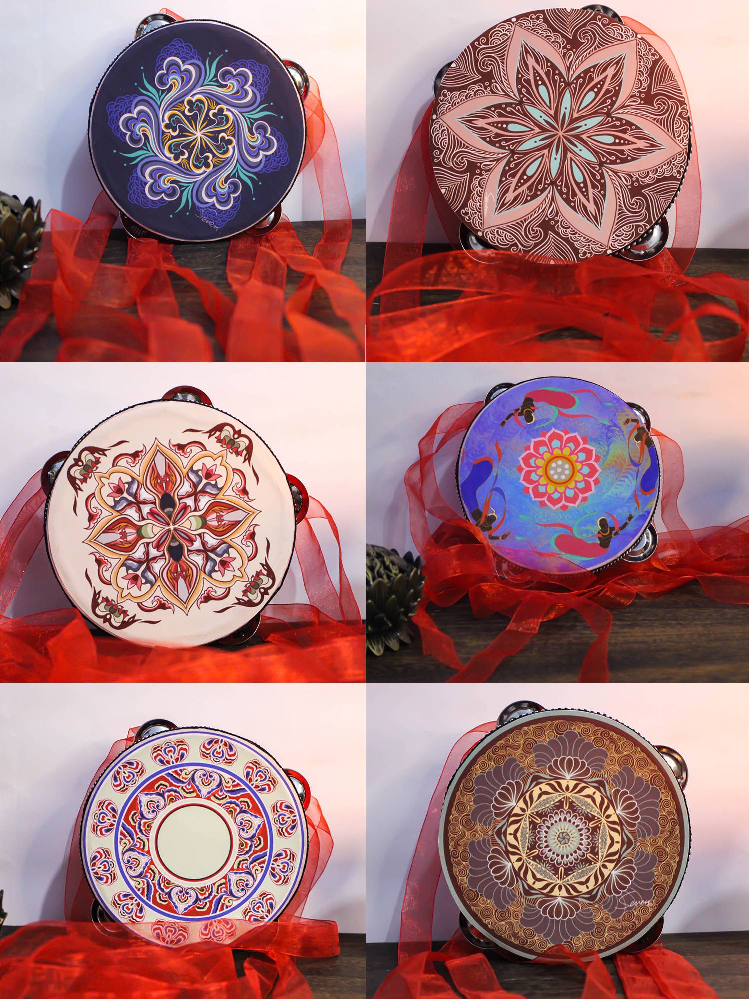 Children Dunhuang Feitian Dance Holding the Bell Drum Hangu Ji Jingjing Jingjing Zao pattern Xinjiang Drum diameter 15 cm