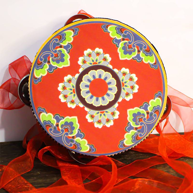 Big red pattern hand drum