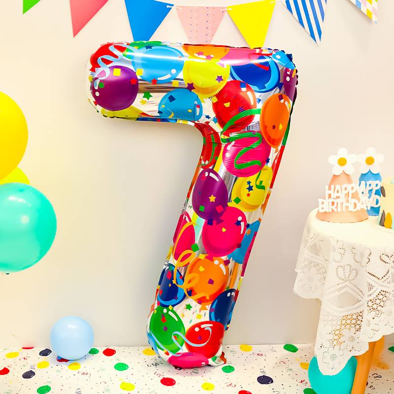 40 -inch colorful numeric balloon 7 [Taking 2 to get a punching tube]
