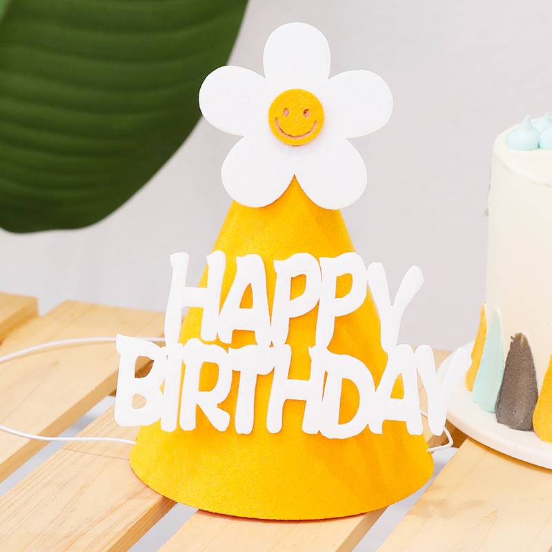 Yellow daisy birthday hat