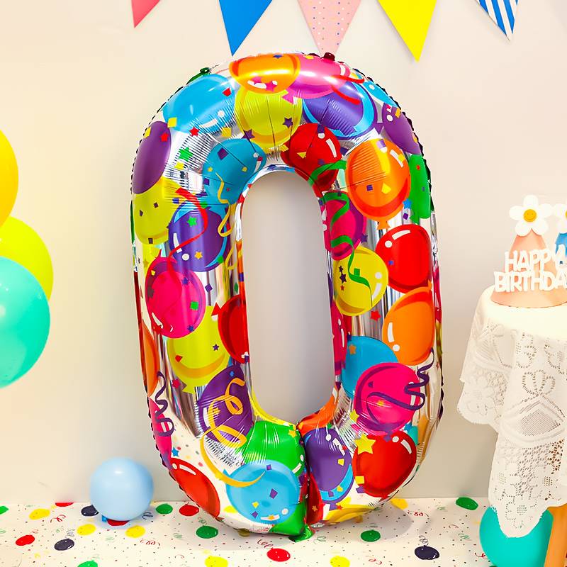 40 -inch colorful numeric balloon 0 [Taking 2 to send a punch pocket]