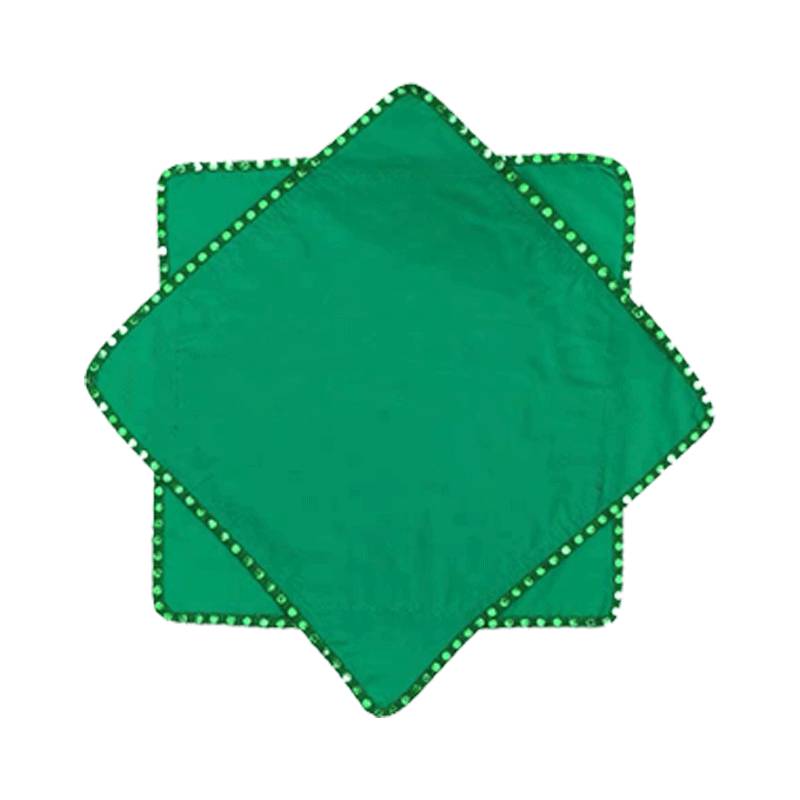 Mianli octagonal scarf handkerchief green green sequins