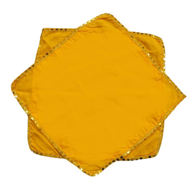 Mianli octagonal scarf handkerchief yellow yellow sequins