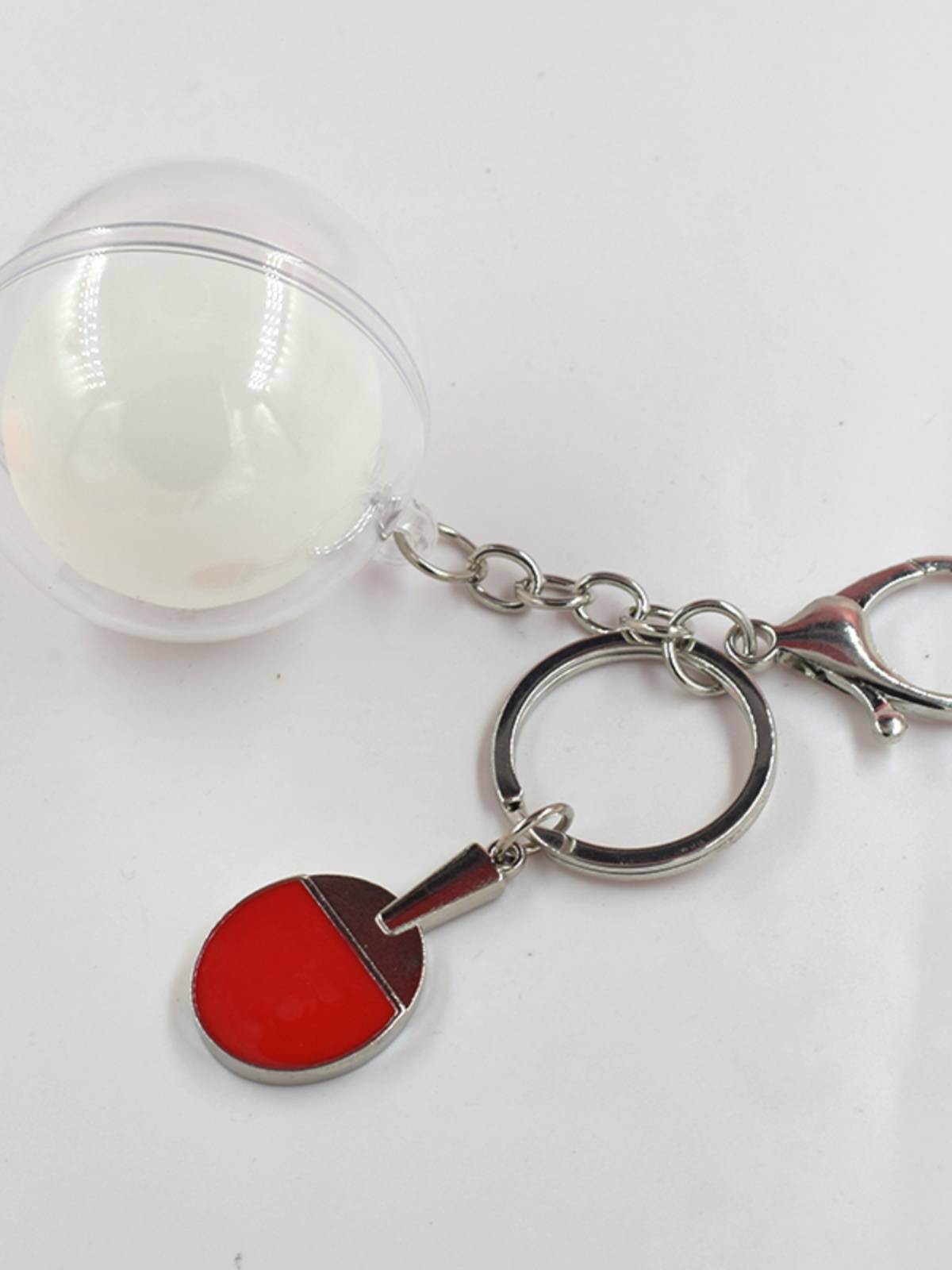 Creative acrylic table tennis keychain small ball racket school bag pendant sports prize custom engraving jewelry