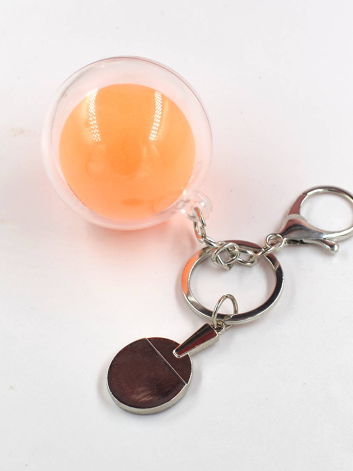 Creative acrylic table tennis keychain small ball racket school bag pendant sports prize custom engraving jewelry