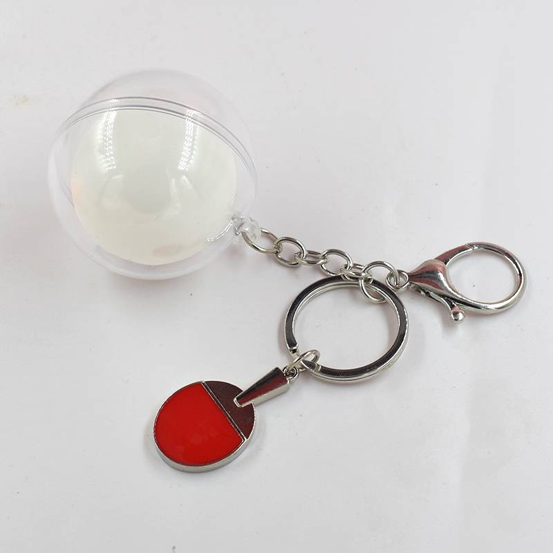 Lobster buckle white table tennis keychain