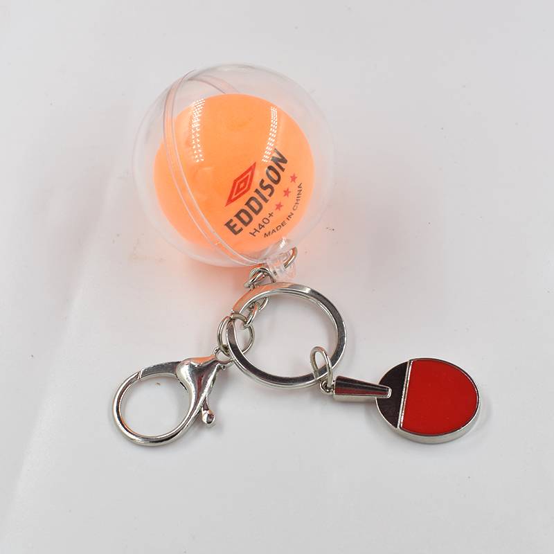 Lobster buckle yellow table tennis keychain