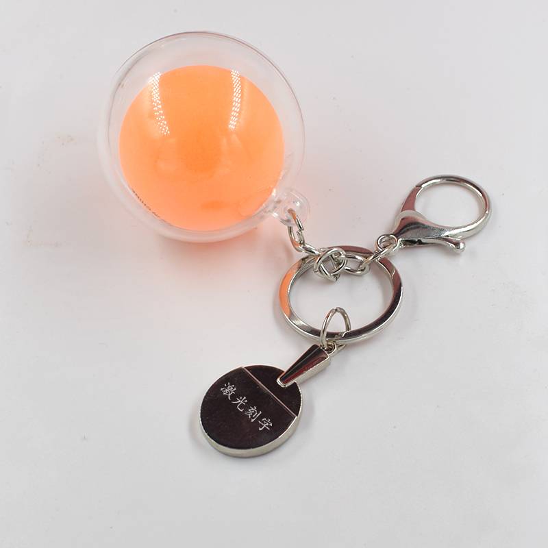Lobster buckle yellow table tennis keychain engraved
