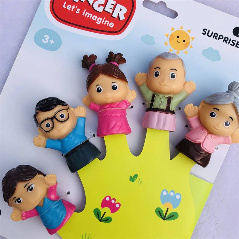American finger puppet family, children's fingers, parent -child, family doll kindergarten storytelling hand puppet props