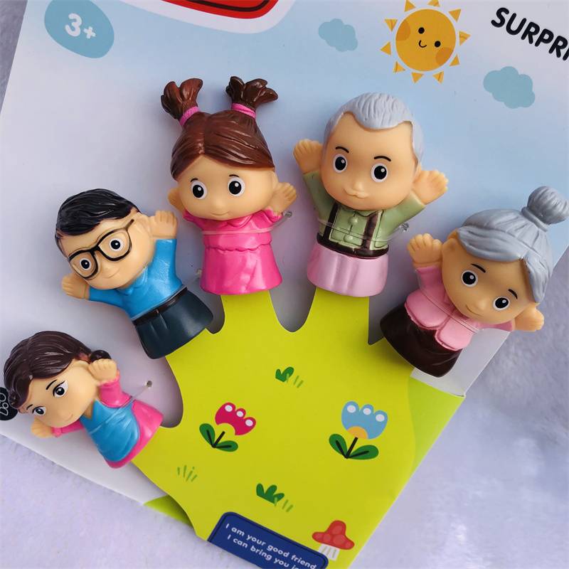 American finger puppet family, children's fingers, parent -child, family doll kindergarten storytelling hand puppet props