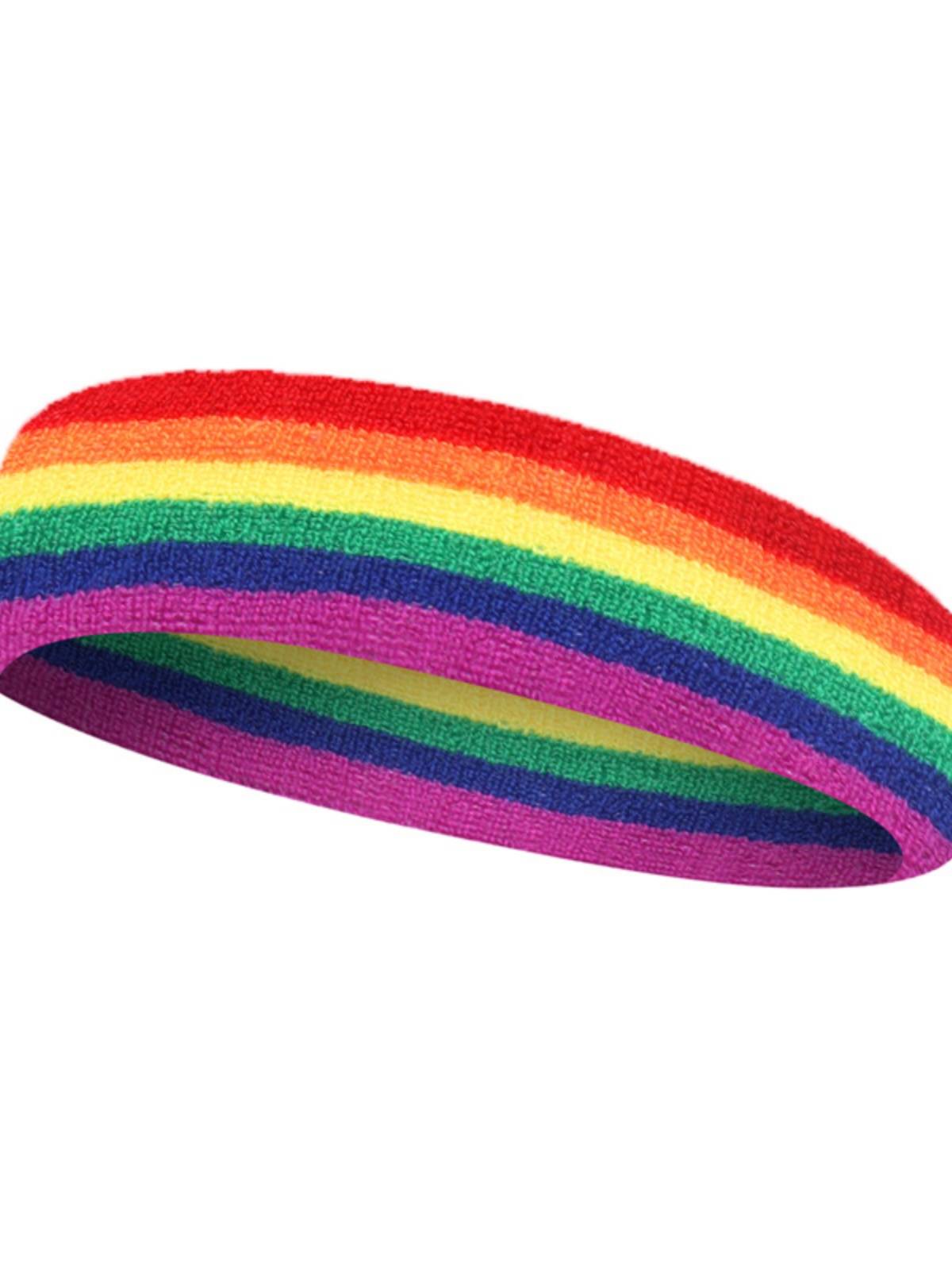 Rainbow wrist guard sports Outdoor badminton fitness, sweat absorption, color striped towels, wrist tinnis wristband